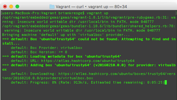 Vagrant up