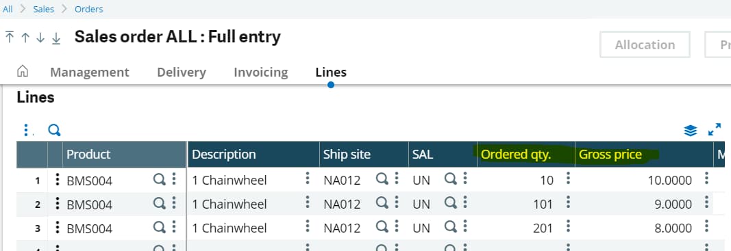 X3 Sales Order Entry-Full Entry