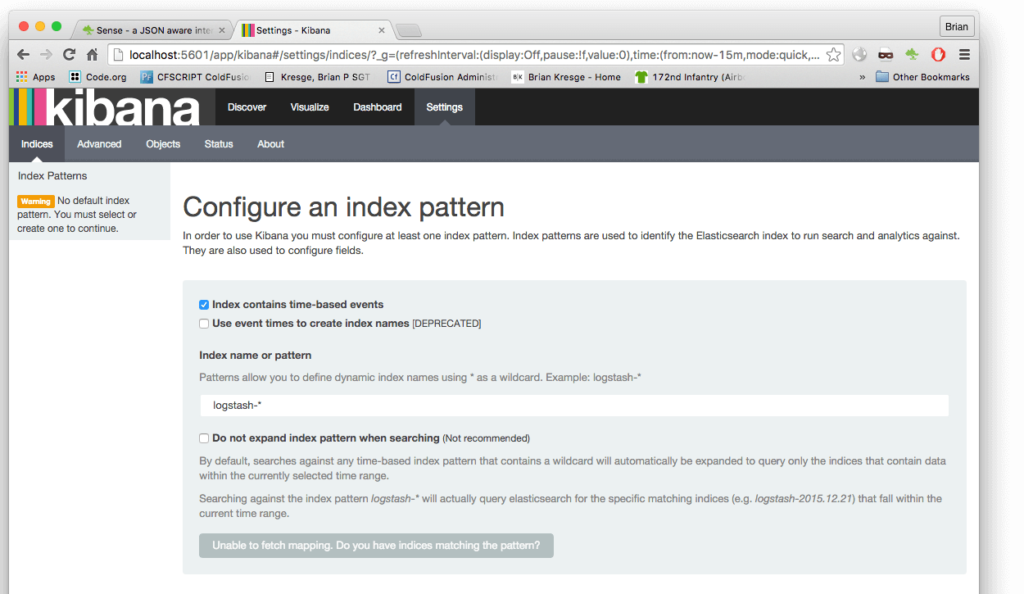 Configure an kibana index pattern