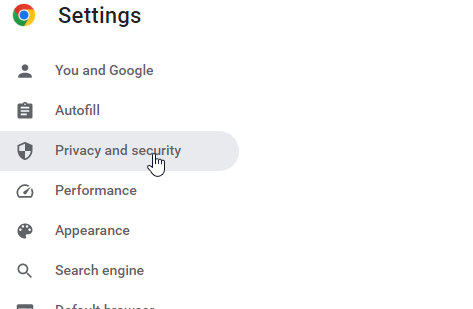 Chrome Homepage - Settings - Privacy and Security (4)