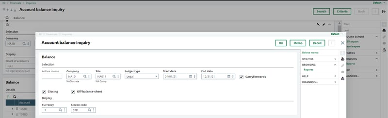 Account Balance Inquiry screen code -4