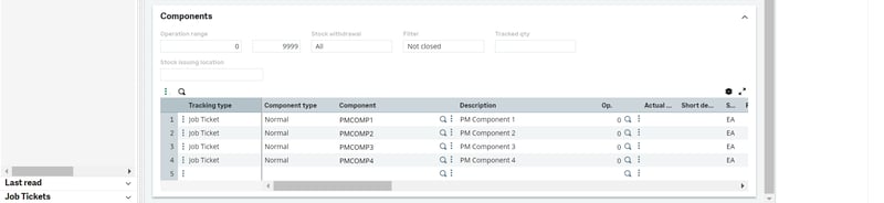 Preventative Maintenance Function - Job Ticket components - 9