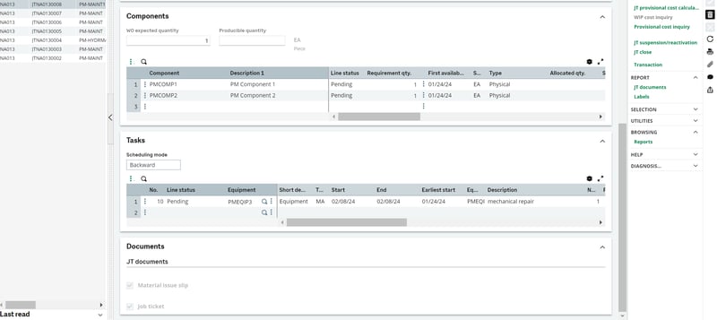 Preventative Maintenance Function - Job Ticket components tasks documents - 7