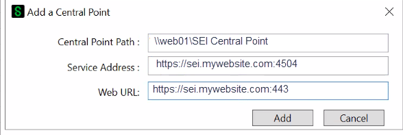 Configuring a Central Point for the SEI Excel add-in with SSL