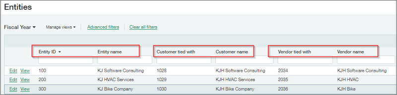 Associate a vendor and customer with an entity