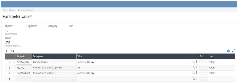 Parameter Values