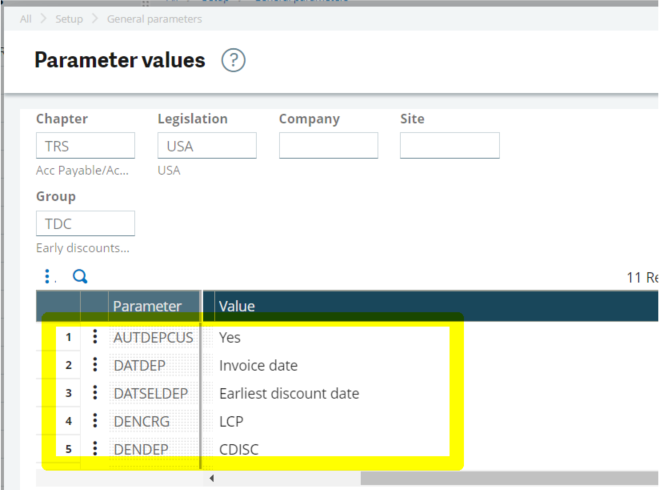 Parameter Values