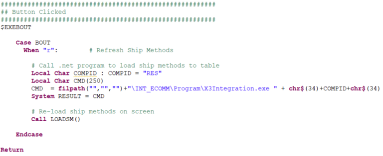 Sage x3 EXEBOUT Button Clicked
