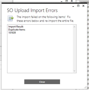 Custom Sales Order Entry Solution for Sage 100 - Upload Import Errors