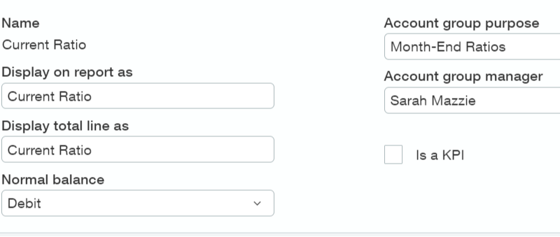 Account Group Information - display report type, balance type, account group type, owner-1