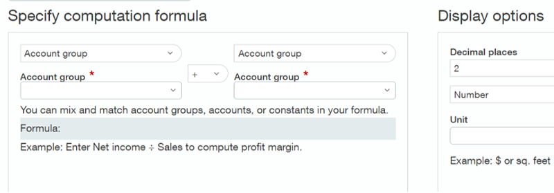 Using the Computation structure type will mix and match account groups, accounts, or constants-1-1