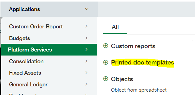 Applications - Platform Services - Printed docs template