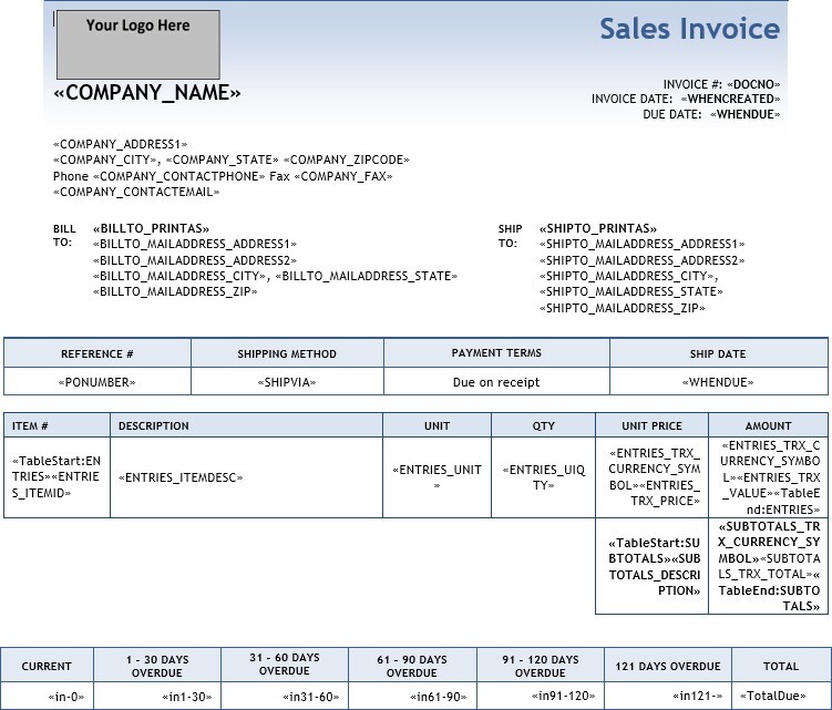 Sage Intacct Sales Invoice Over 121 Days MCP