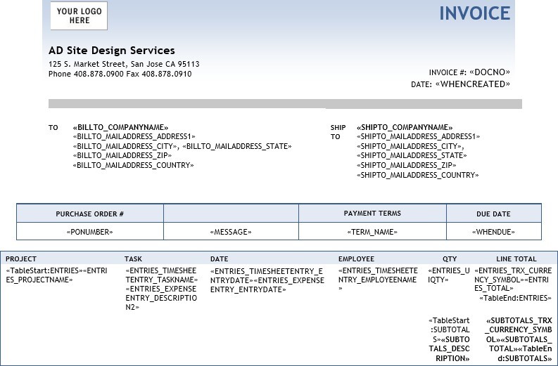 Sage Intacct Sales Invoice Parent Project Sample
