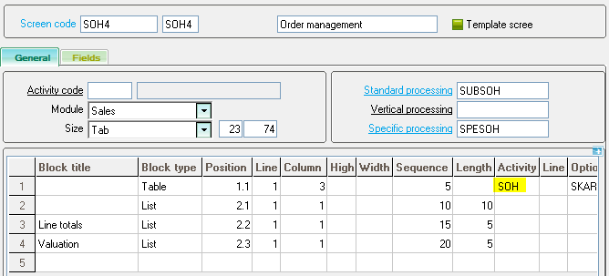 Sage X3 Order Management lines screen