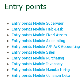 Sage X3 Entry Points Options