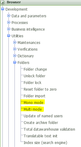 Sage ERP X3 Mode Options