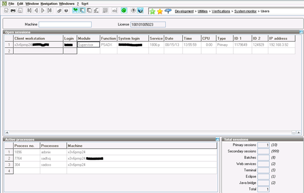 Sage ERP X3 User Active Processes