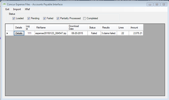 Concur expense files - accounts payable interface