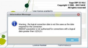 Sage ERP X3 Information Message Sage ERP X3 Information Message
