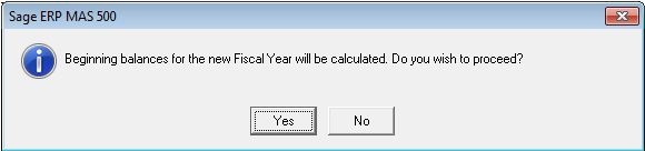 Sage 500 ERP Fiscal Year Prompt Screen