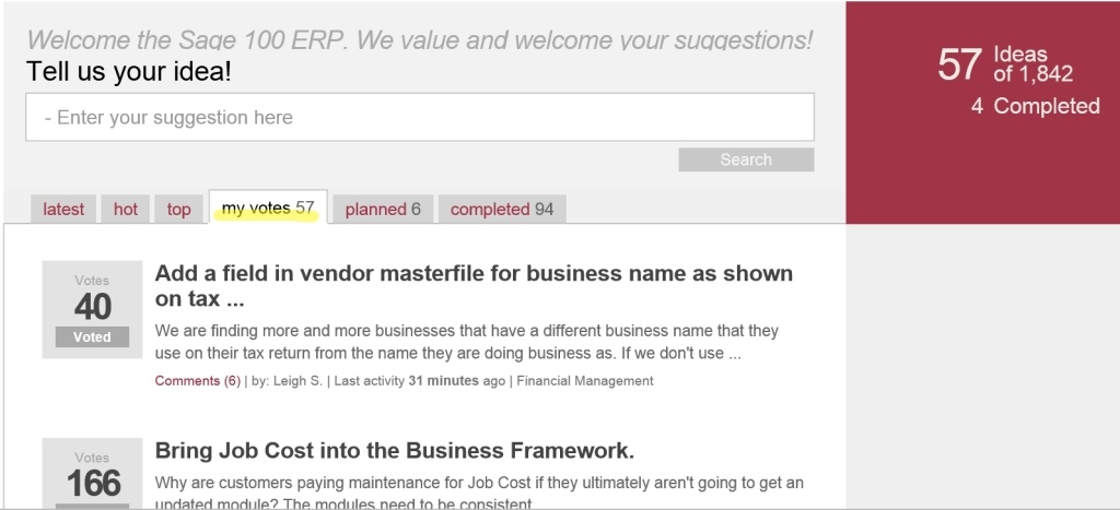 Sage Ideas - Vote on Existing