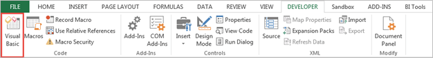 Add Excel Visual Basic Button