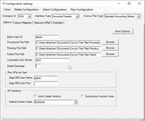 Concur Connector Settings
