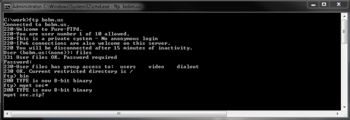 FTP From Command Prompt File Name