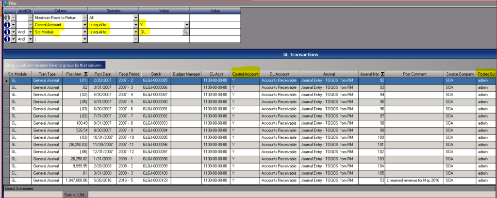 GL Journal Transaction