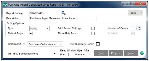 Purchase Agent Generated Lines Report