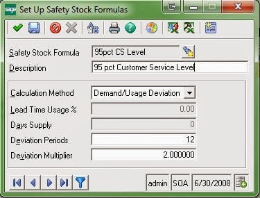 Set Up Safety Stock Formulas