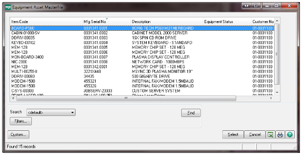 JobOps Repair Equipment Information Filter