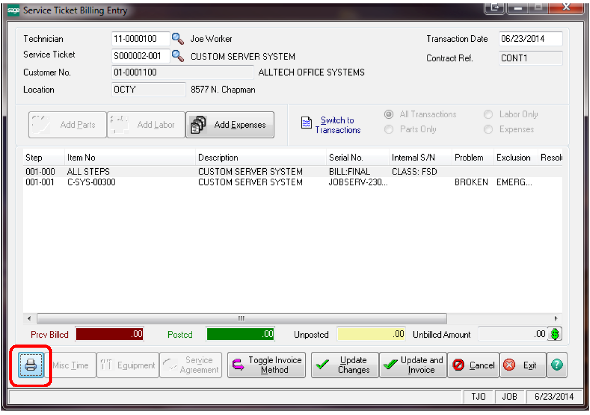 JobOps Service Ticket Billing Quick Printing 
