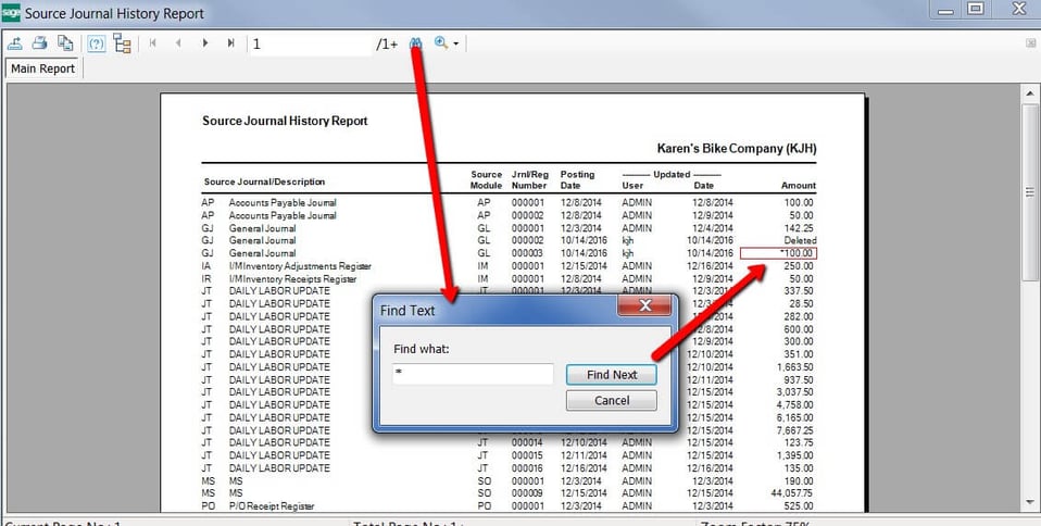 Sage 100 Journal History Report