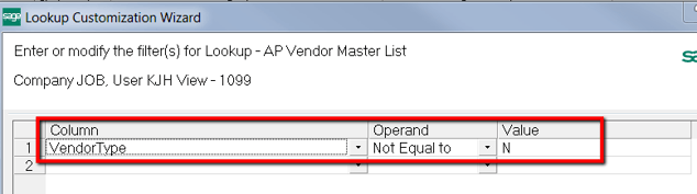 Sage 100 Lookup Type