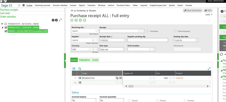 X3 Purchase Reciepts