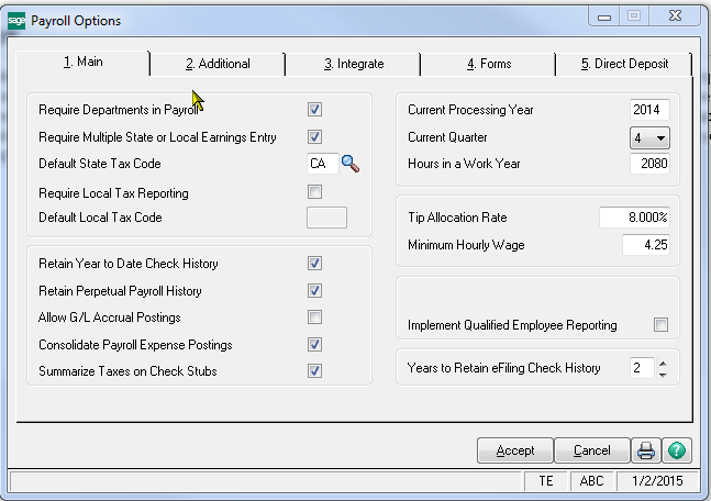 Sage 100 ERP Payroll Options