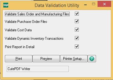 Sage 100C Data Validation Utility