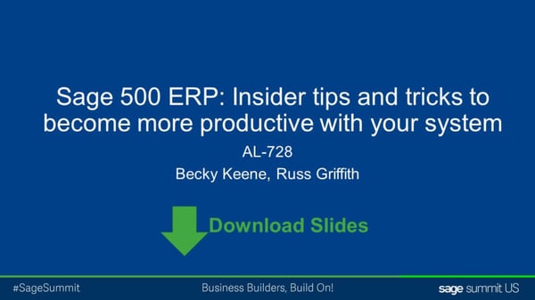 Sage 500 ERP Insider tips and tricks