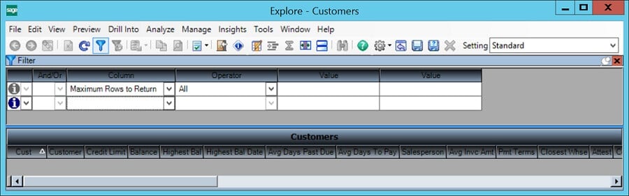 Sage 500 Explore Customers