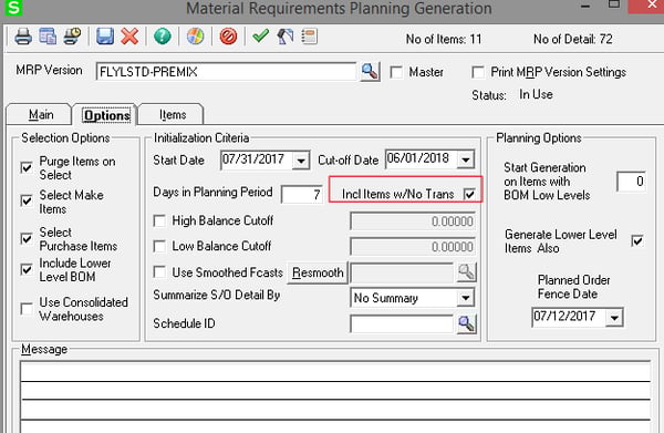 Sage 500 MRP Generation