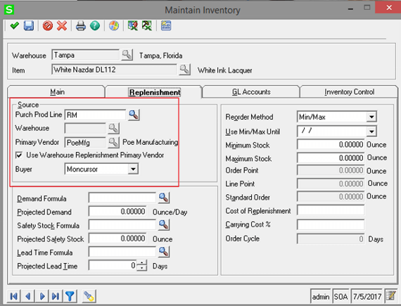 Sage 500 Maintain inventory