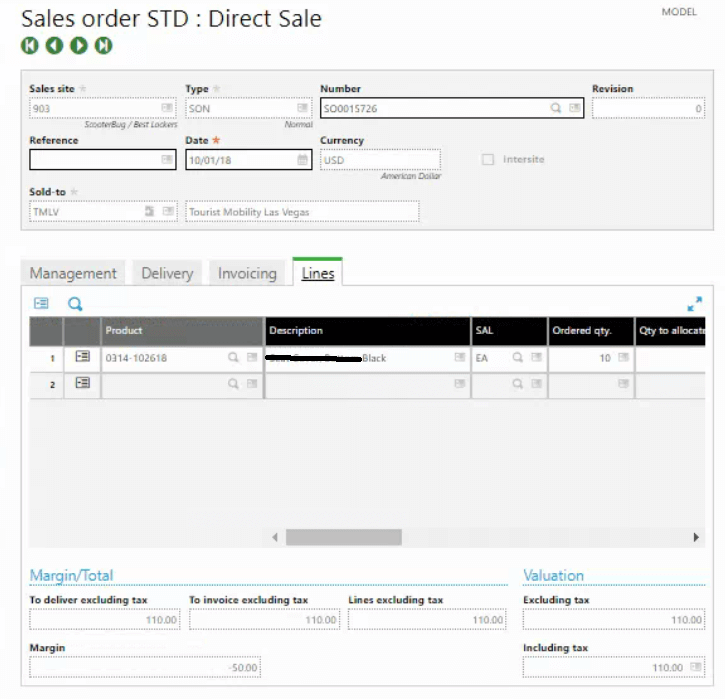 Sage EM Sales Order STD