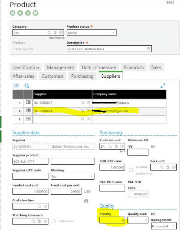 Sage EM Suppliers for Back-to-Back Orders