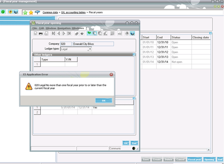 Sage ERP X3 Fiscal Year