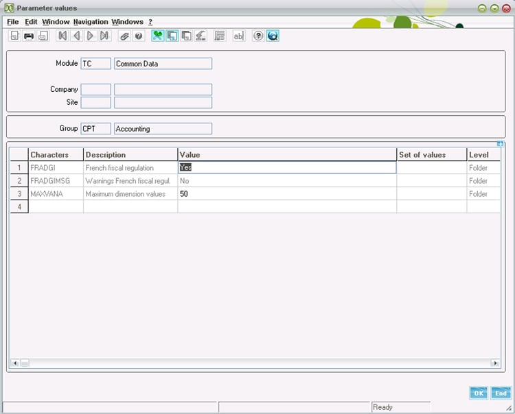 Sage ERP X3 Parameter