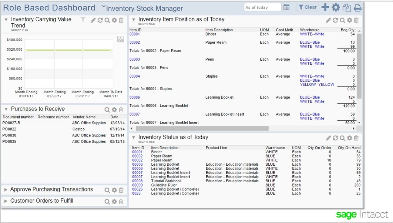 Sage Intacct Inventory Management