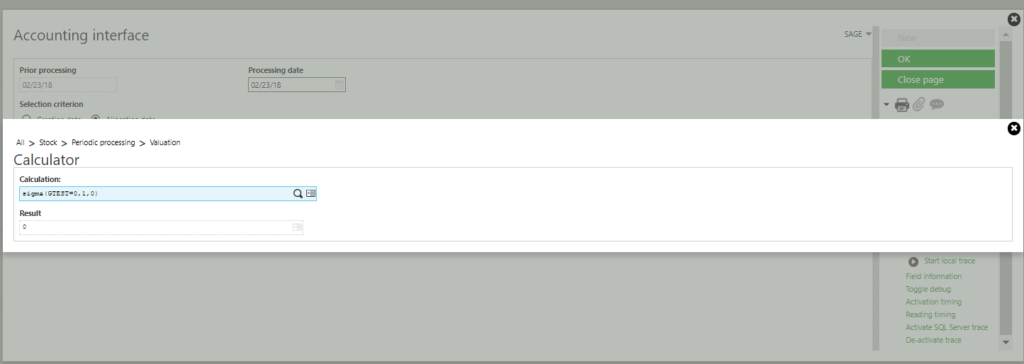 Sage X3 Accounting Interface Calculator