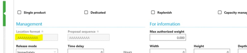 Sage X3 Location Format